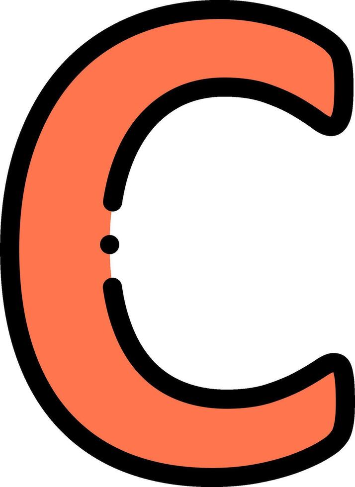 A cartoon letter c with an orange outline vector
