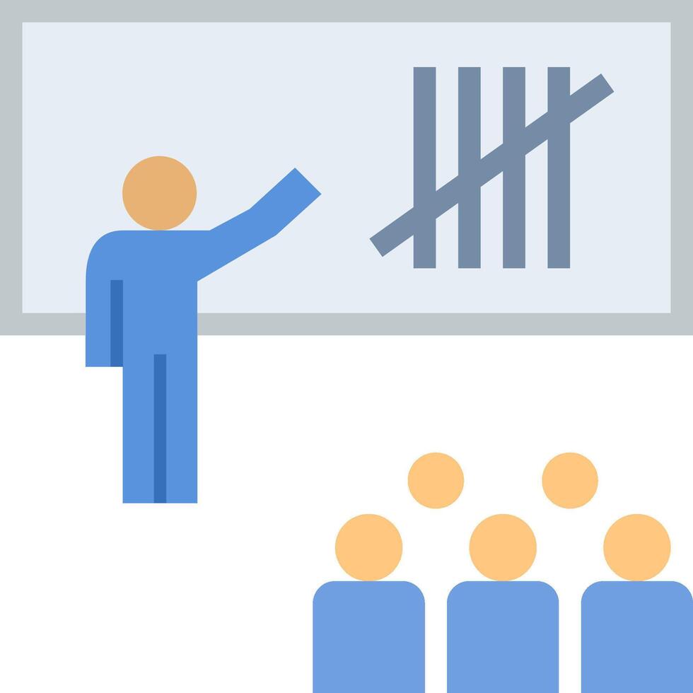 A man is standing in front of a board with a bar graph on it vector