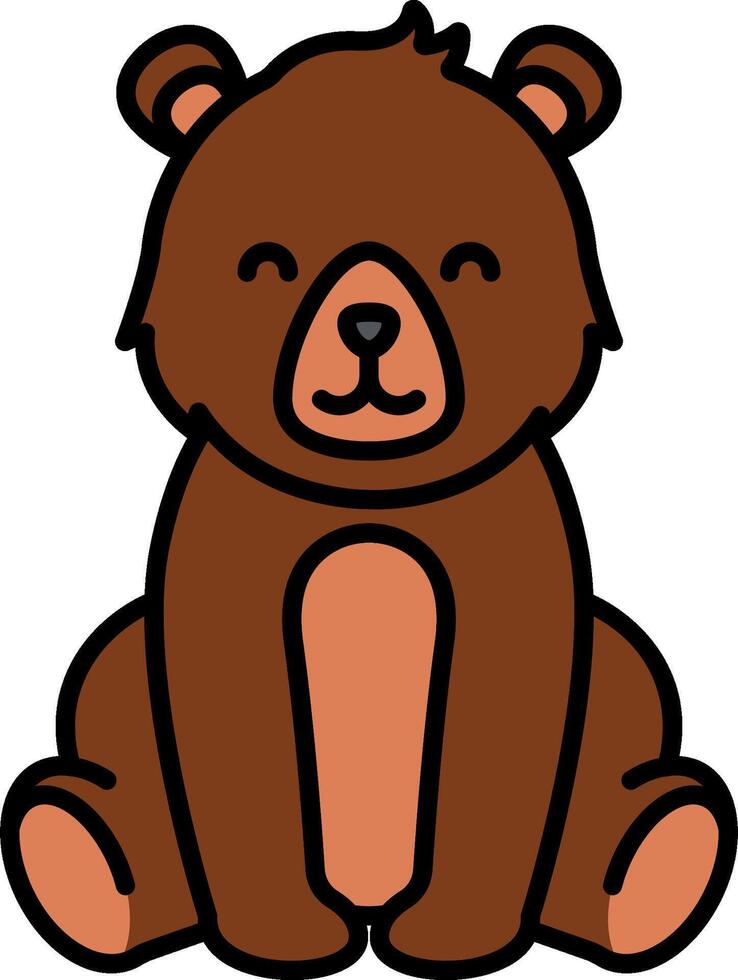 A cartoon brown bear sitting down vector