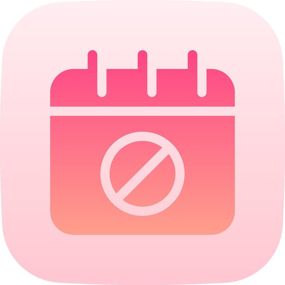 A pink calendar icon with a no sign vector