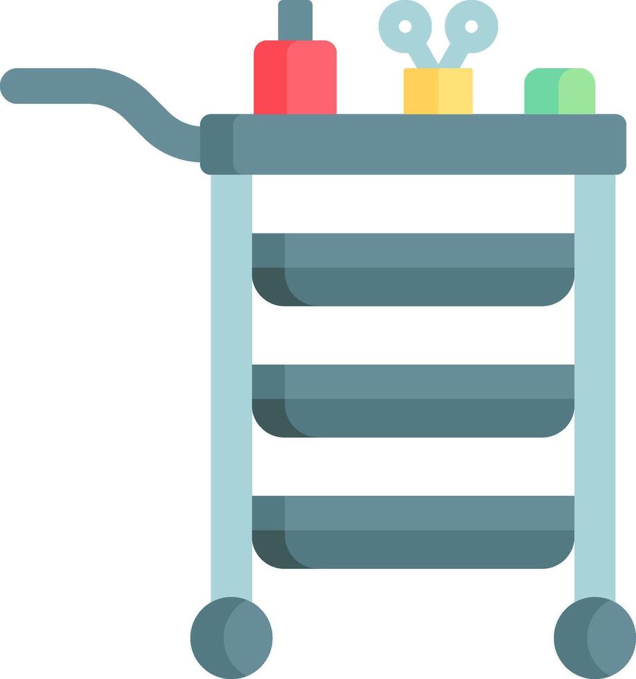 A trolley with scissors, scissors, and other items vector