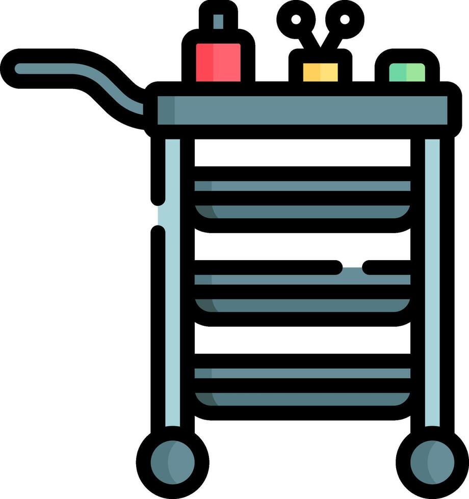 A trolley with a variety of items on it vector