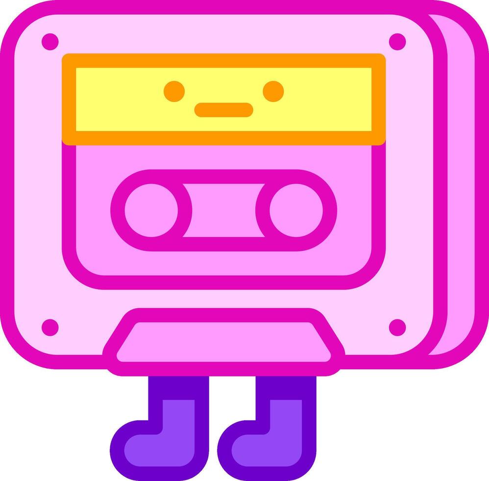 A cartoon character holding a cassette player vector