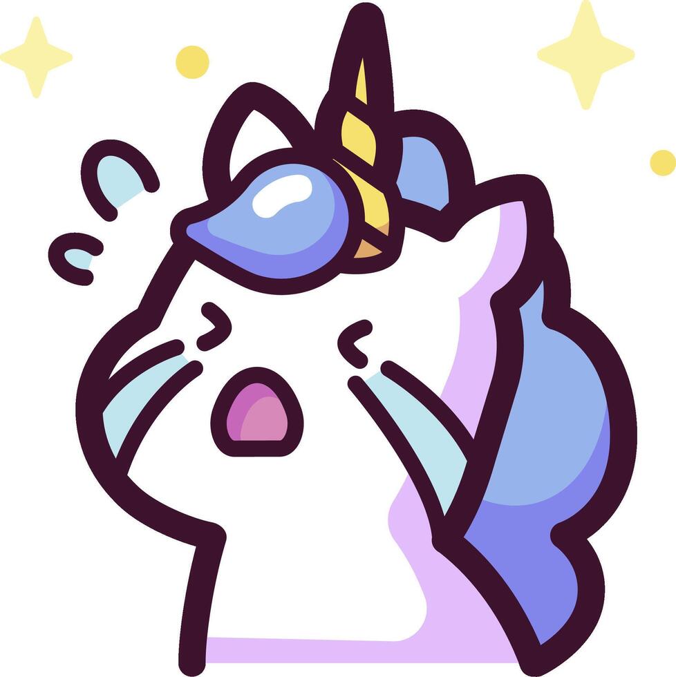 A cartoon unicorn with a blue and white mane vector