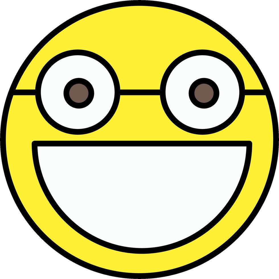 A cartoon smiley face with glasses and a big smile vector