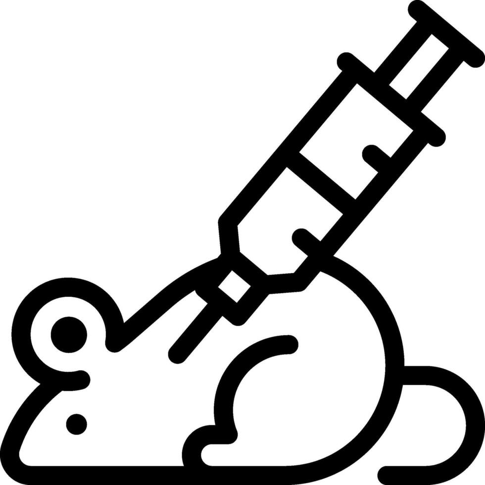 A mouse with a syringe in its mouth vector