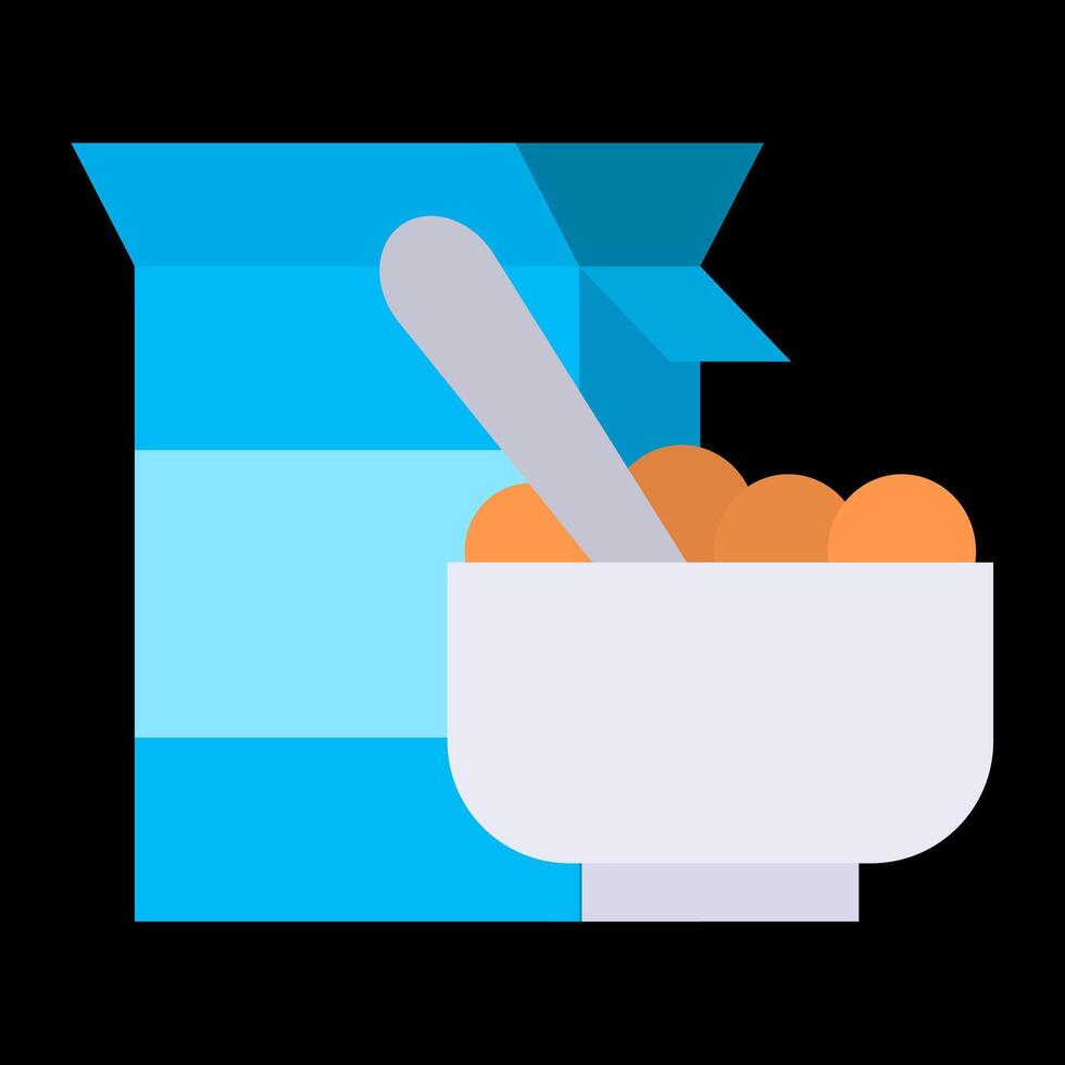 A bowl of cereal and spoon with a box of cereal vector