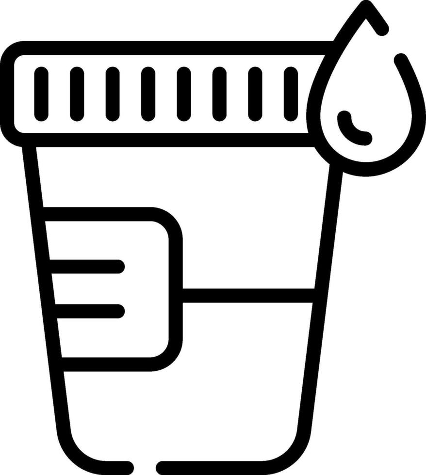 A black and white icon of a cup with a drop vector