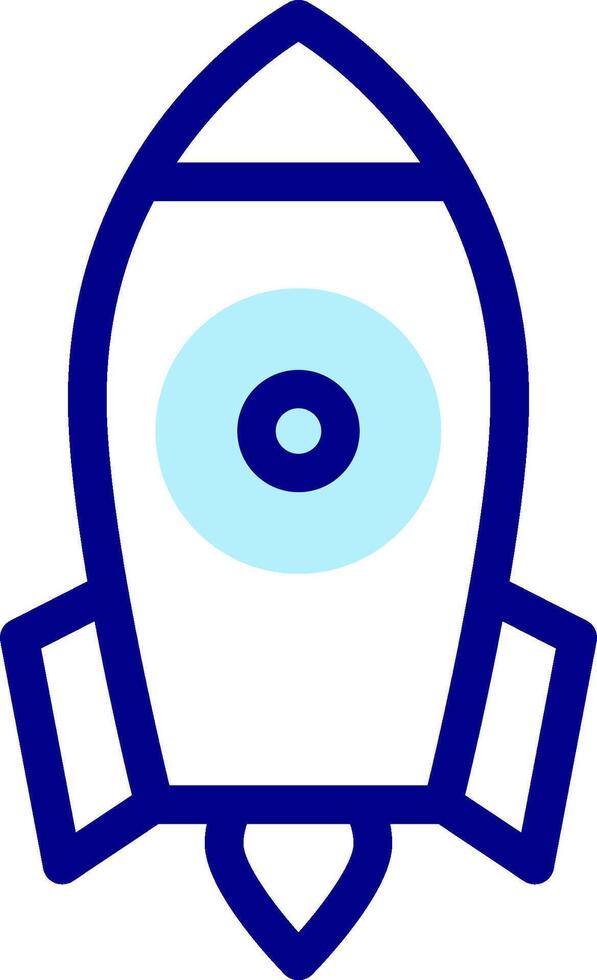 A blue and white rocket icon vector