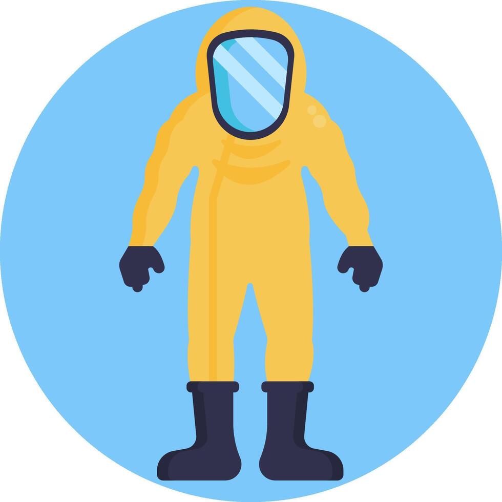 A man in a yellow gas mask and protective suit vector