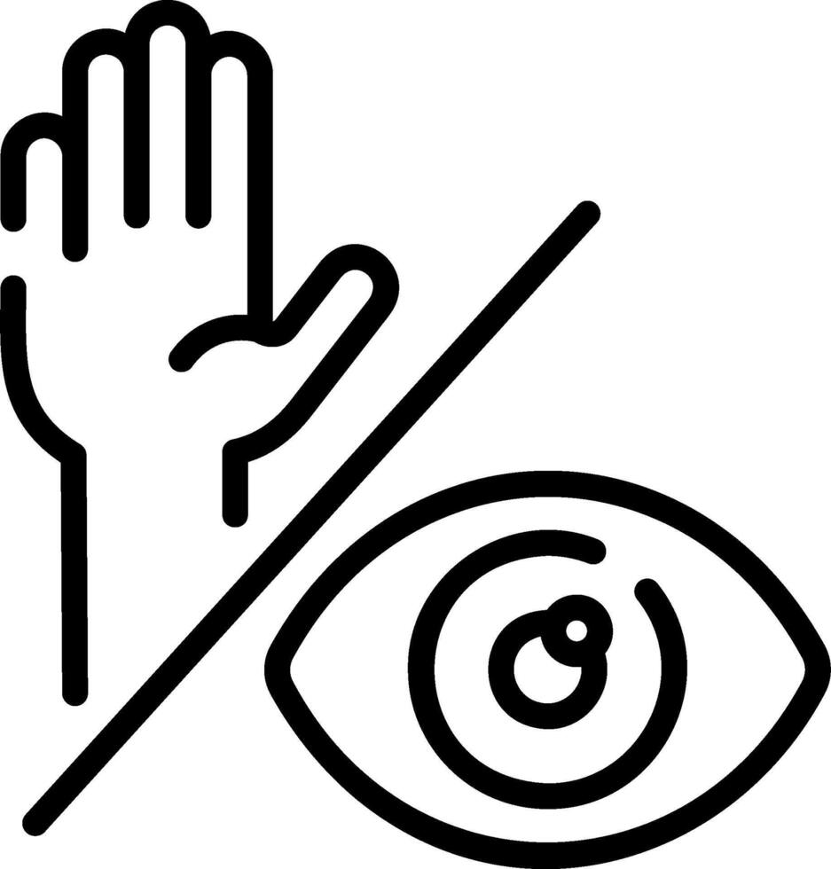 A black and white illustration of a hand and an eye vector