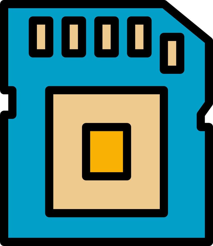 A blue and yellow memory card icon vector