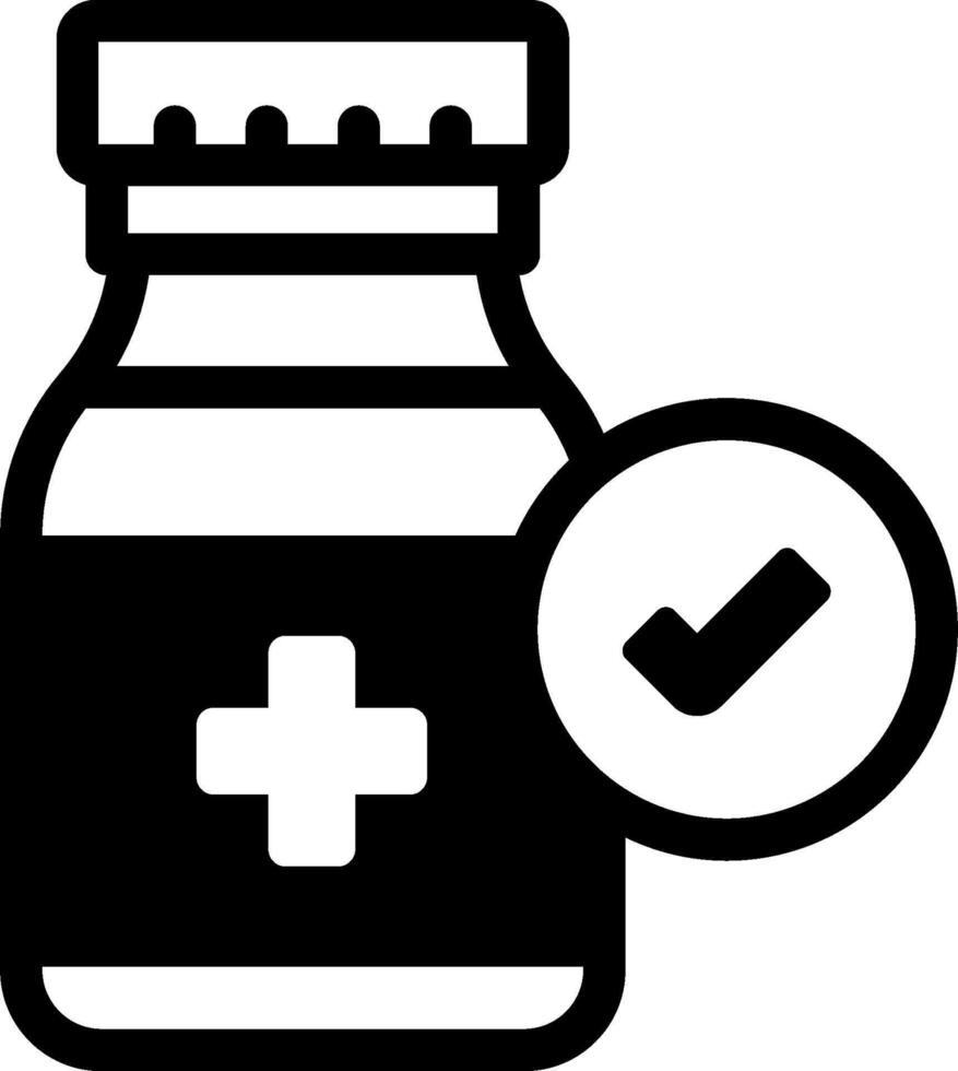 A bottle with a cross and tick mark on it vector