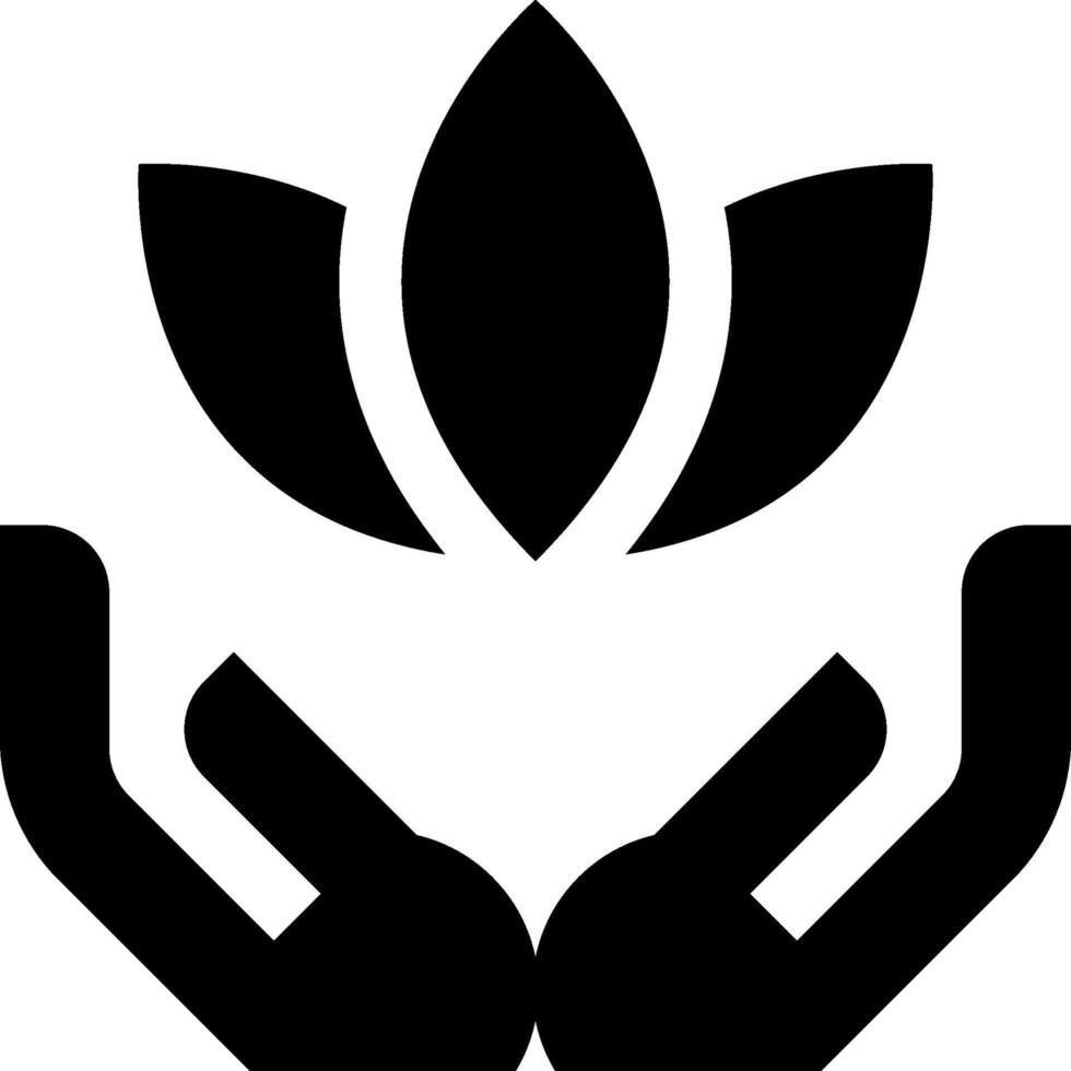 A black and white logo of a hand holding a flower vector