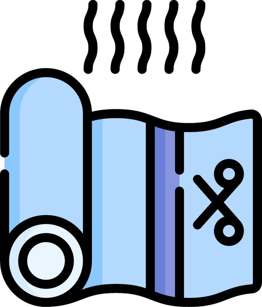 A roll of fabric with scissors and a steam coming out of it vector