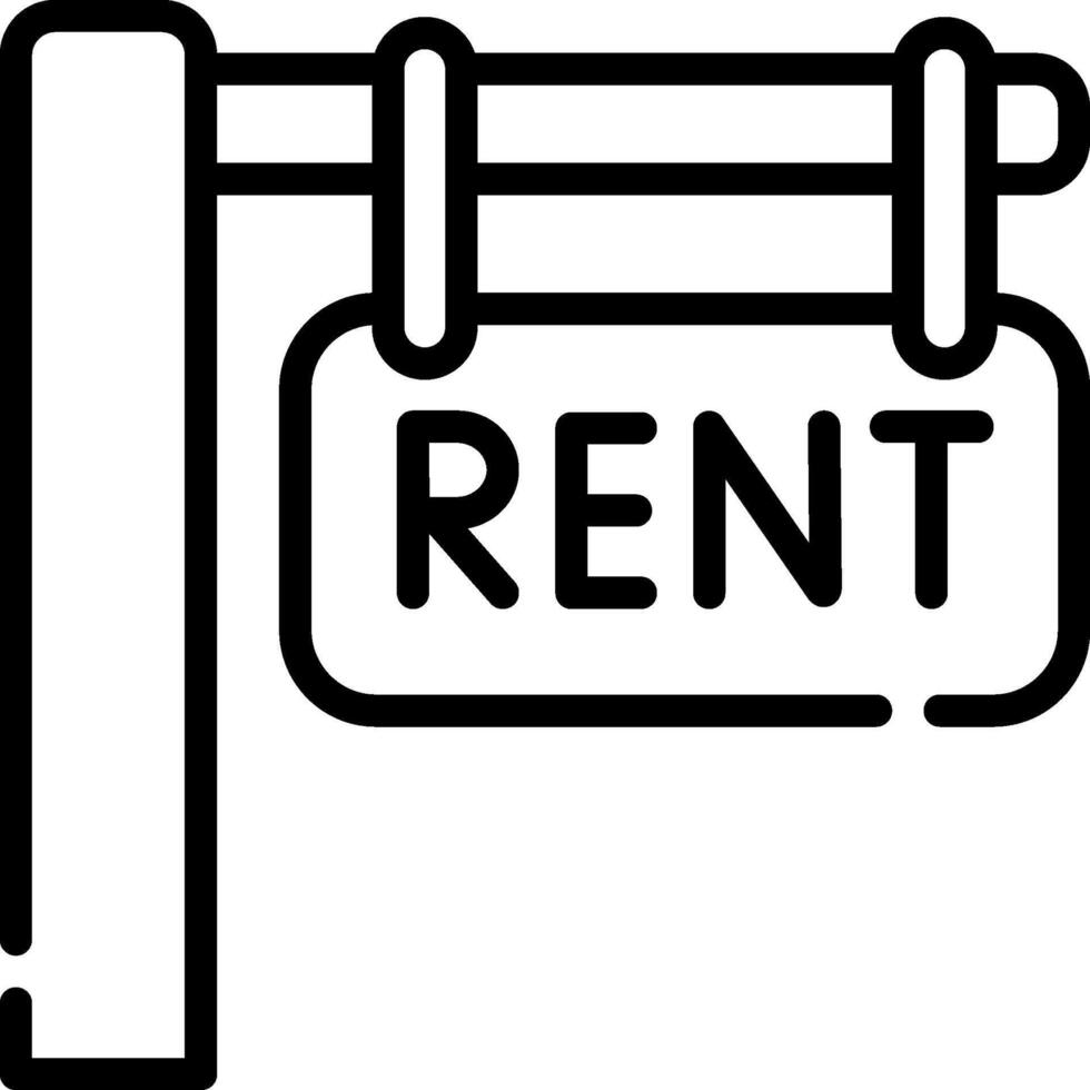 A black and white sign with the word rent vector