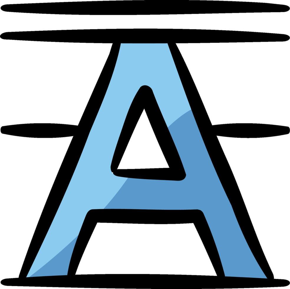 A blue letter a with a black outline vector
