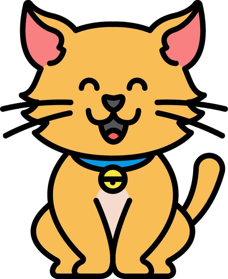 A cartoon cat with a blue collar and a smile vector