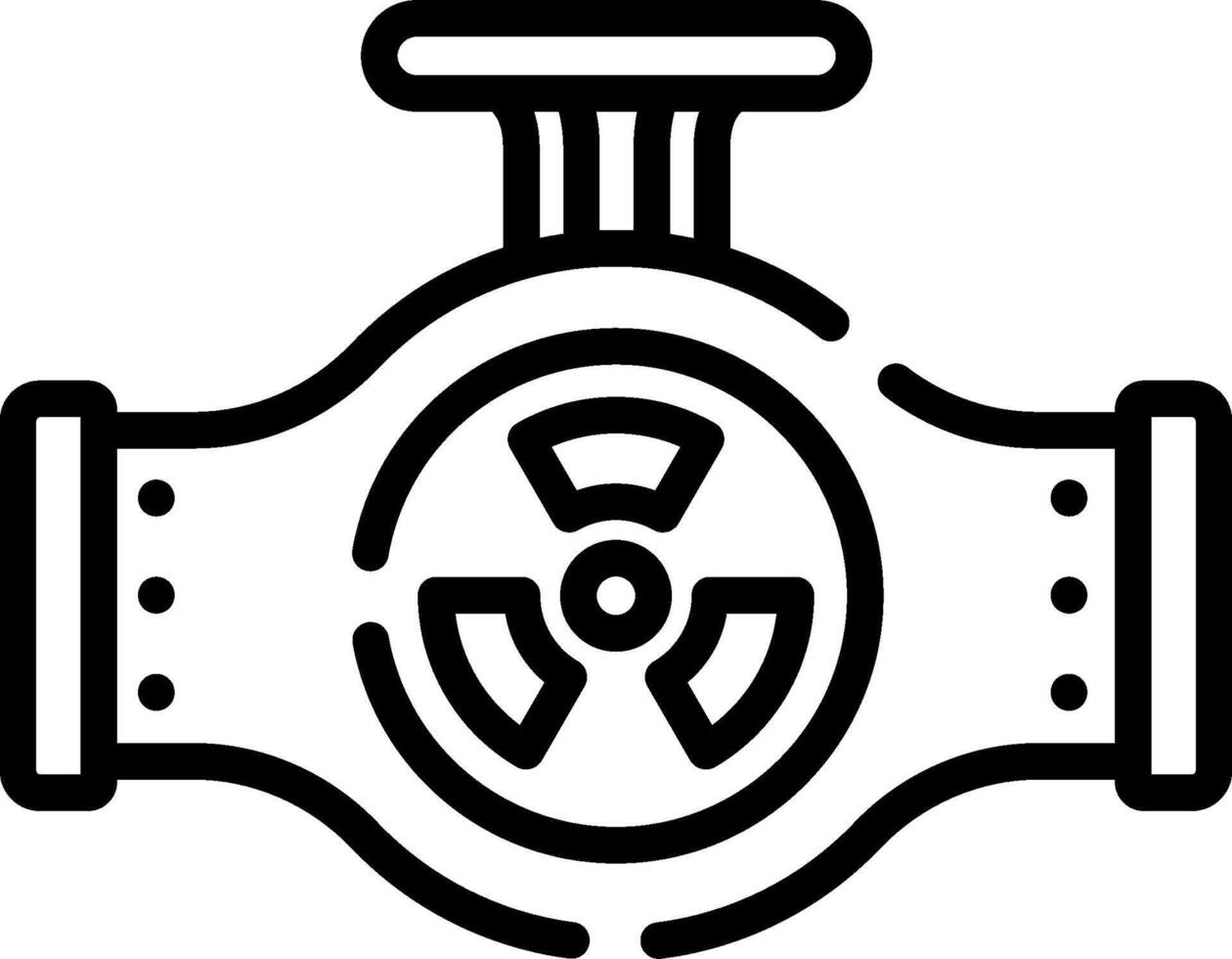 A black and white image of a valve with a nuclear symbol vector