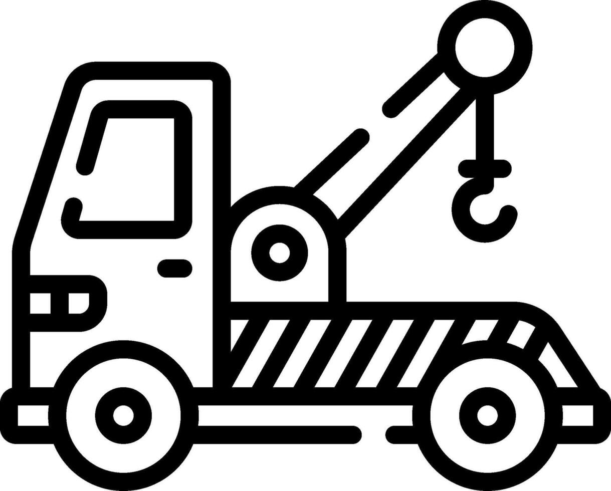 A black and white image of a tow truck vector