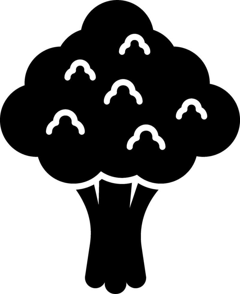 A black and white illustration of a broccoli tree vector