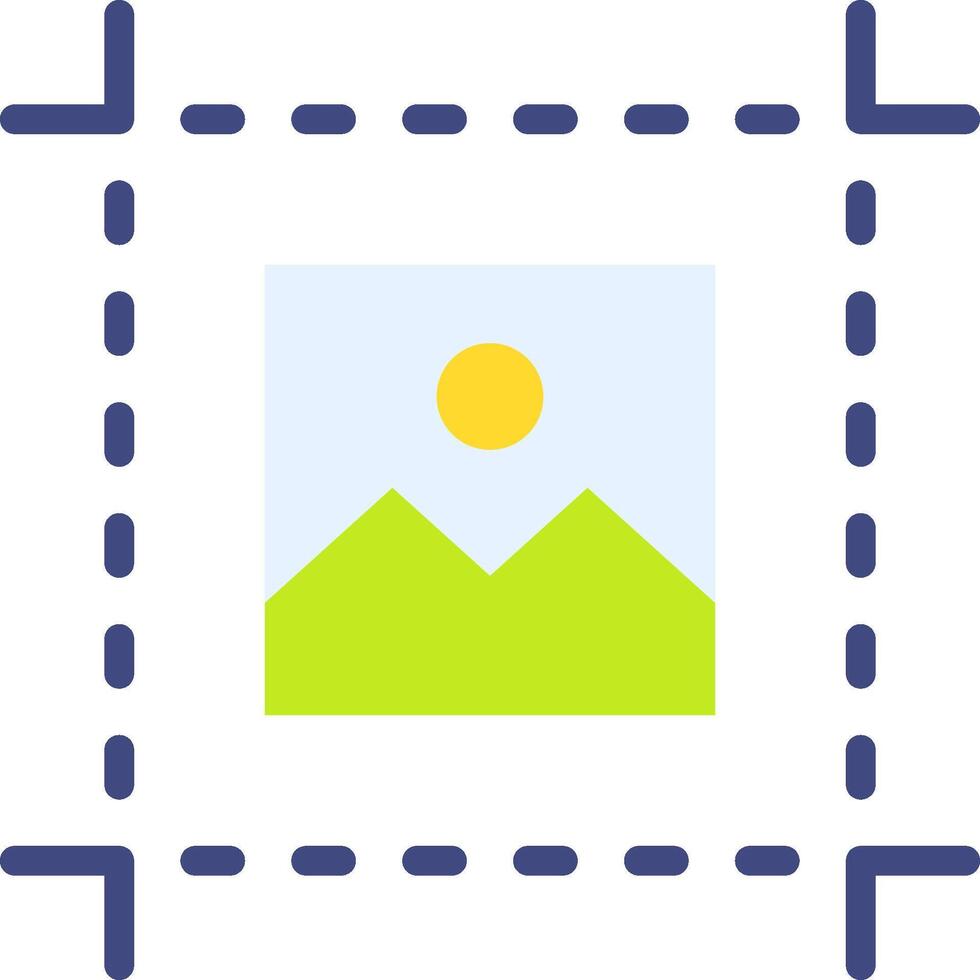 A square with a mountain in the center and a sun in the background vector