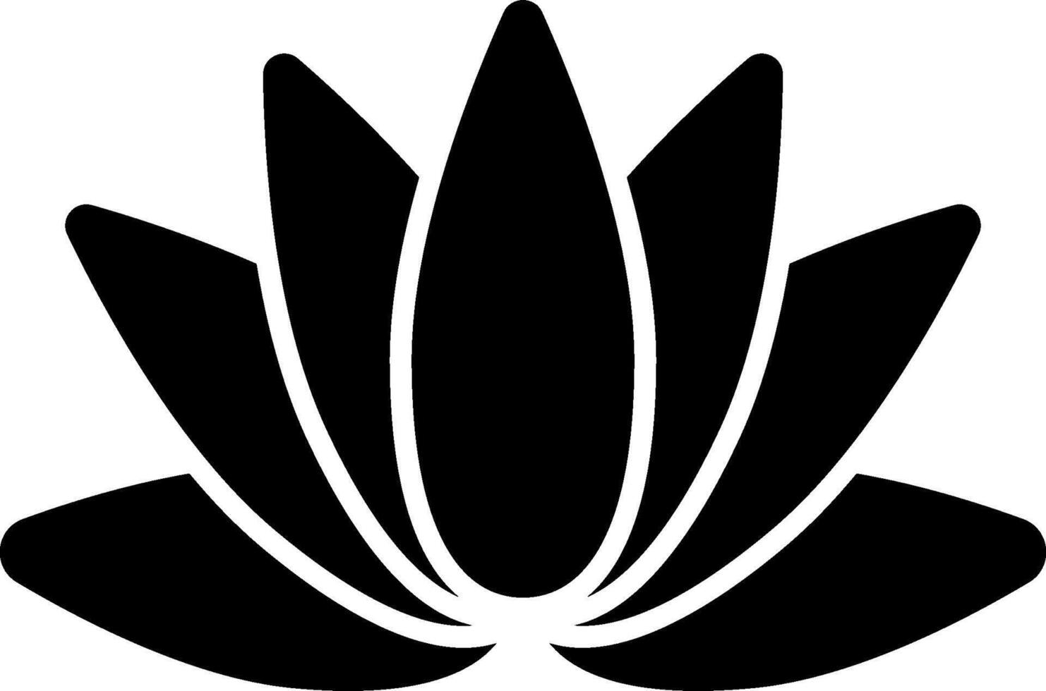 A black and white lotus flower icon vector