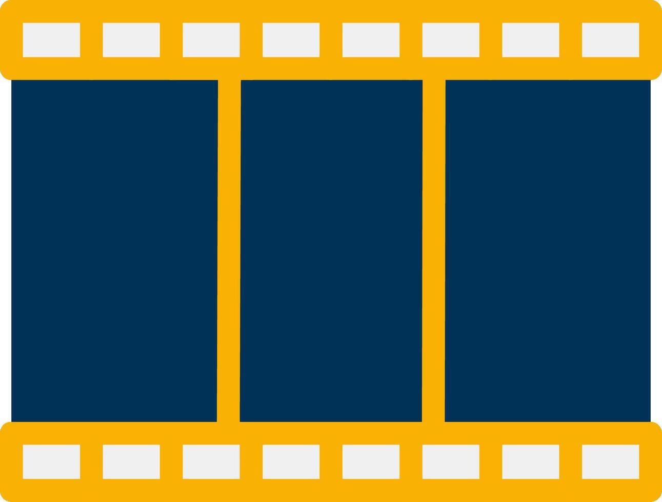 A film strip icon with a yellow and blue background vector