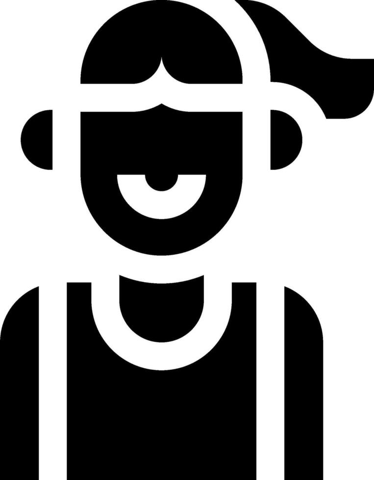 A black and white icon of a man with a hat vector