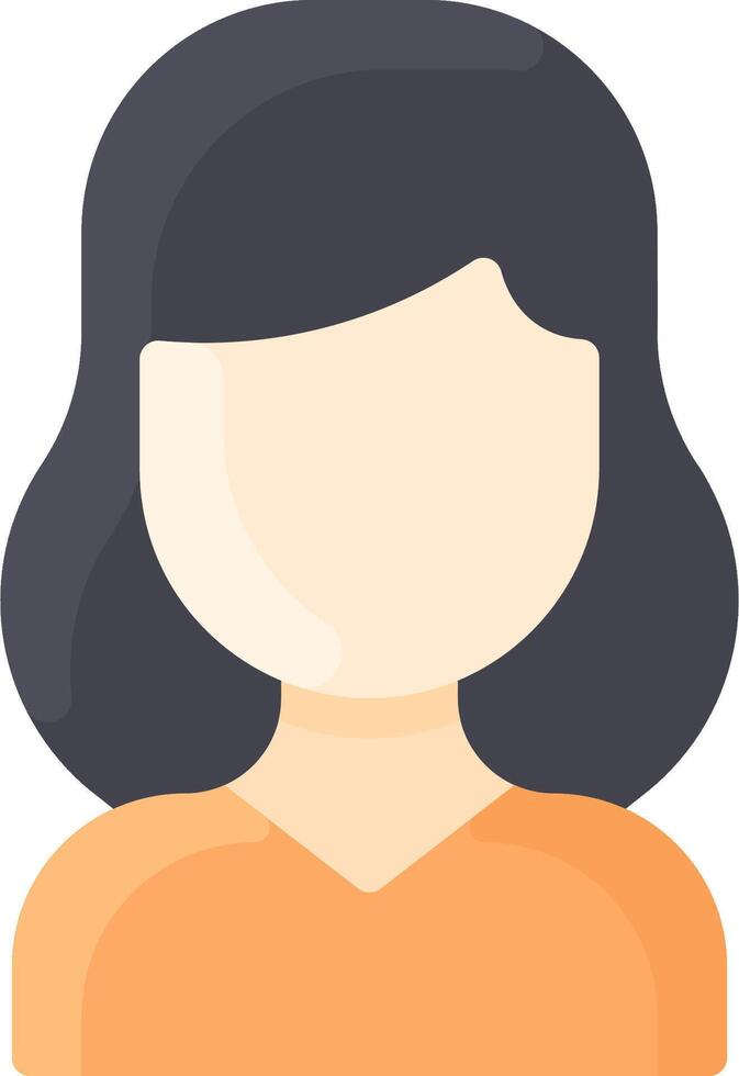 A woman avatar with dark hair and an orange shirt vector