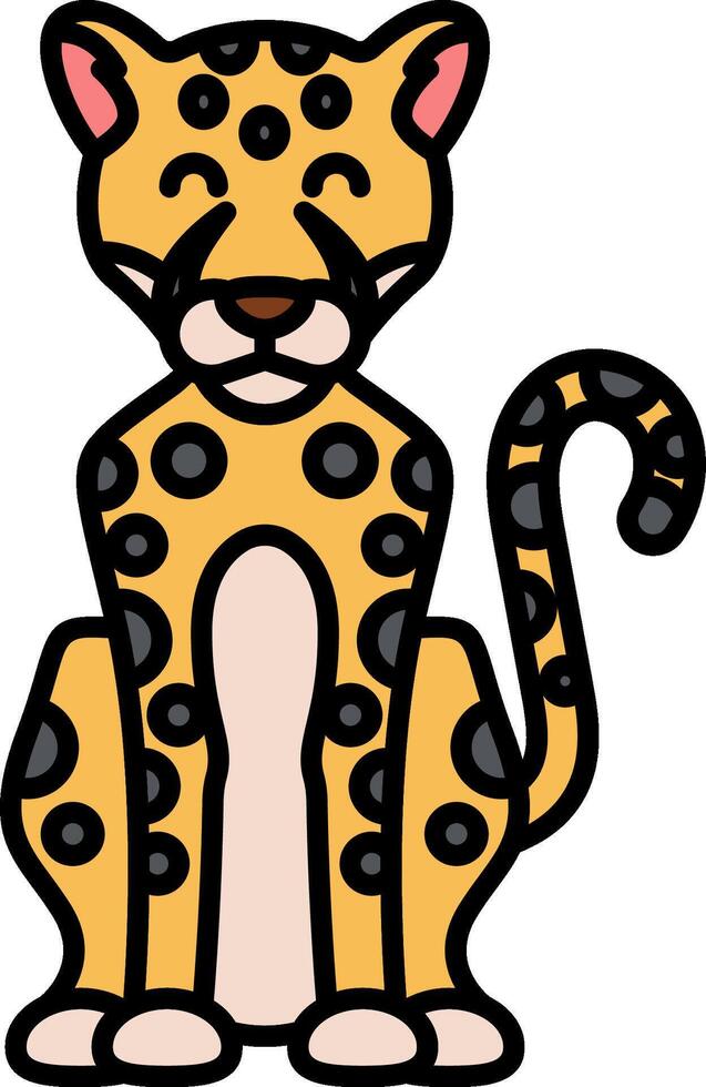 A cartoon leopard sitting down with its eyes closed vector