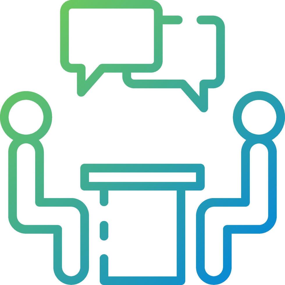 Two people sitting at a table with speech bubbles above them vector