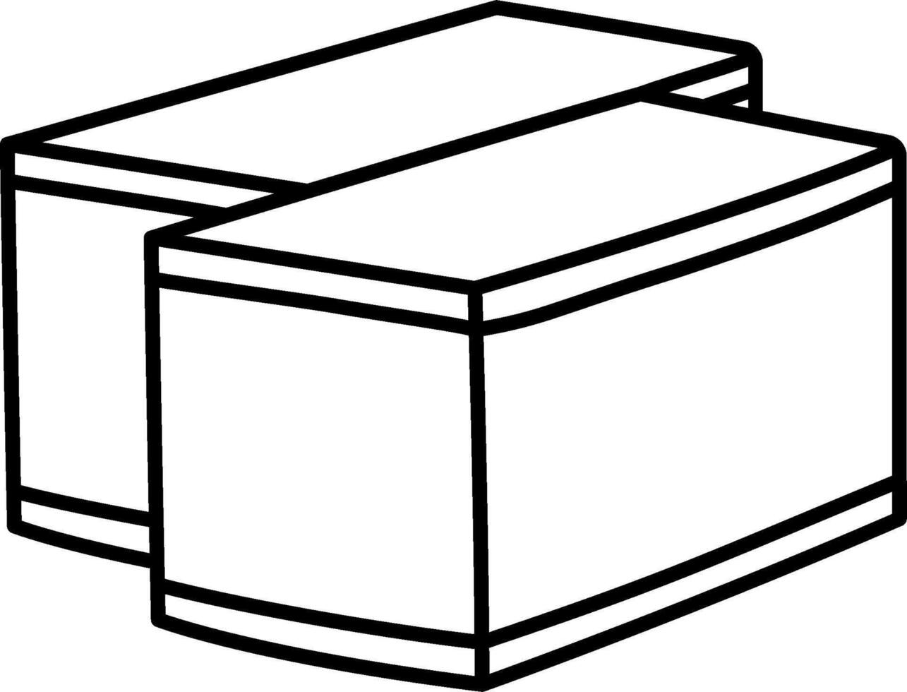 A black and white drawing of two boxes vector