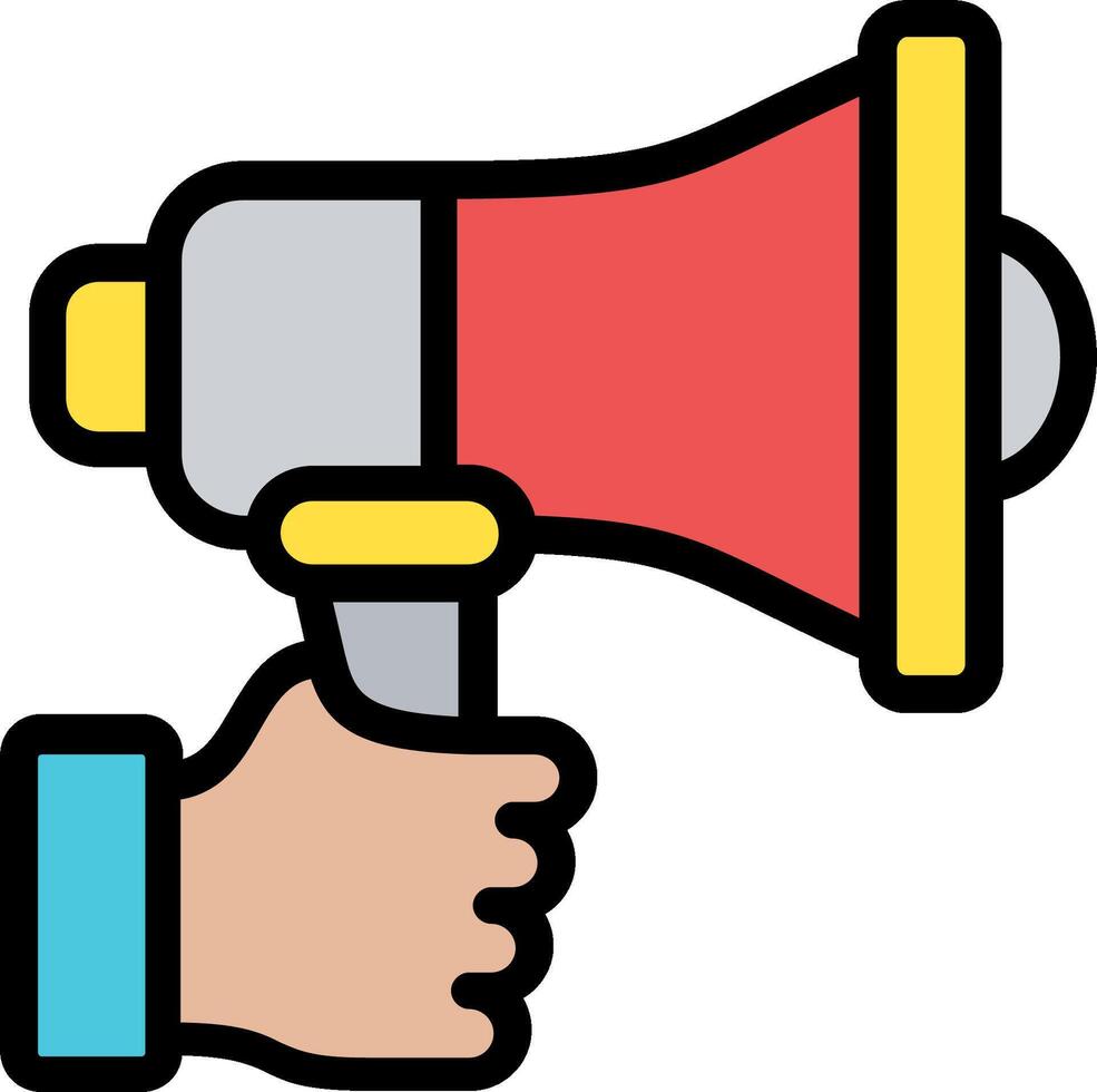 A hand holding a megaphone icon vector