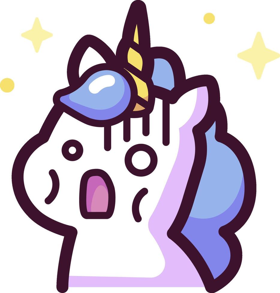 A cartoon unicorn with a blue and purple mane vector
