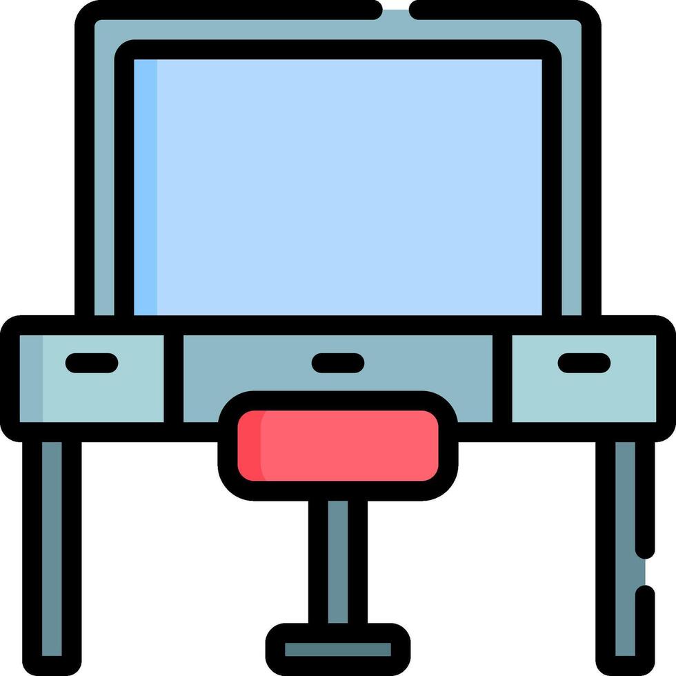 Computer desk icon vector
