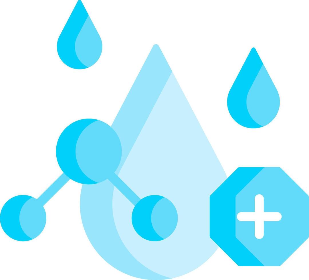 A blue drop with three drops and a molecule vector