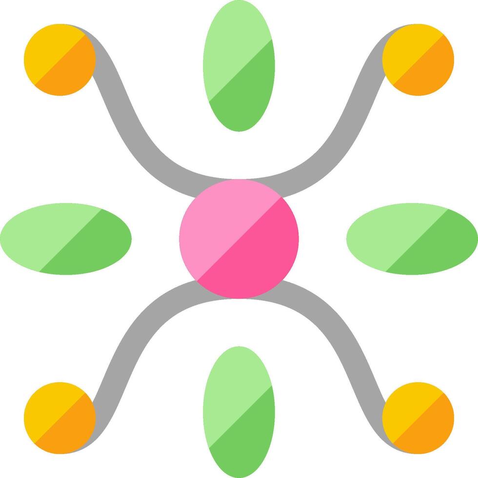 A flat icon of a flower with four different colored circles vector