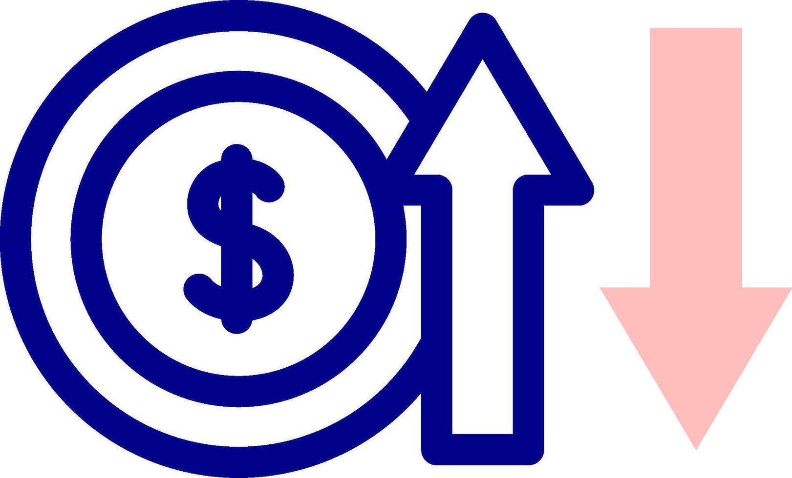 A dollar sign and arrow pointing up vector