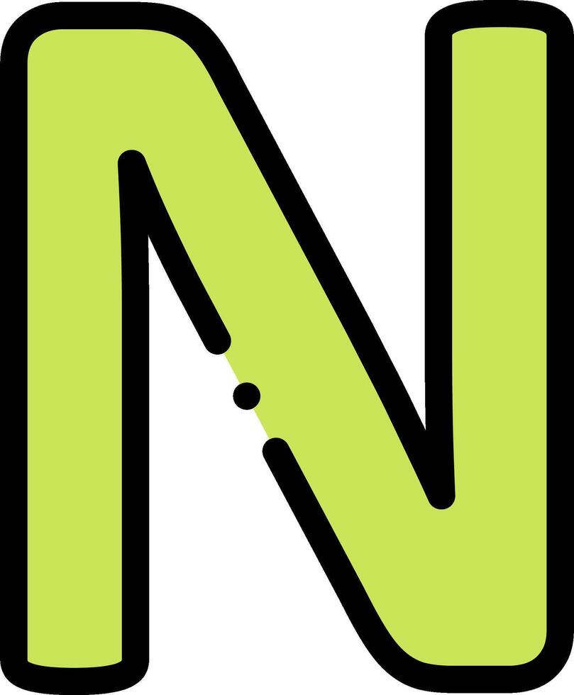 The letter n is shown in green and black vector