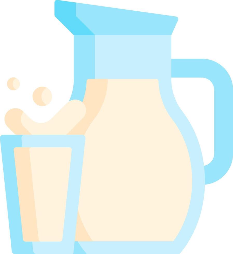 A pitcher and glass of milk on a white background vector
