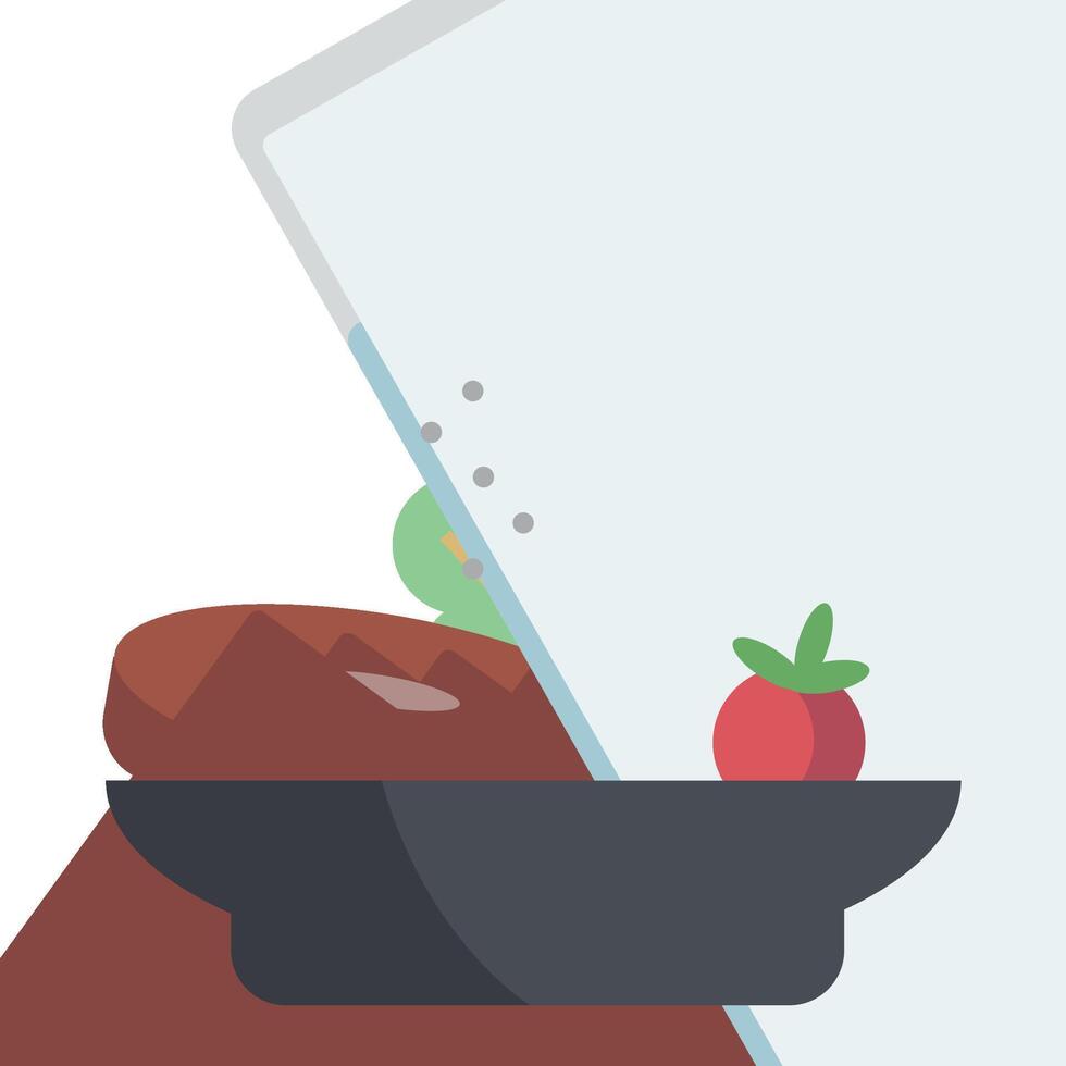 A plate with food on it and a glass of water vector