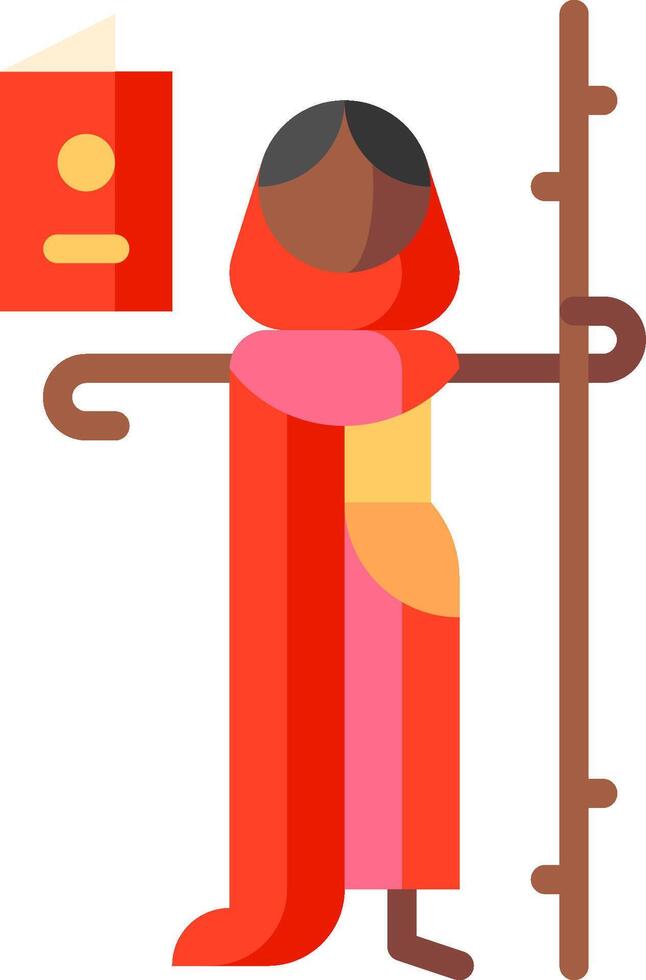 Indian woman holding a stick and a book vector