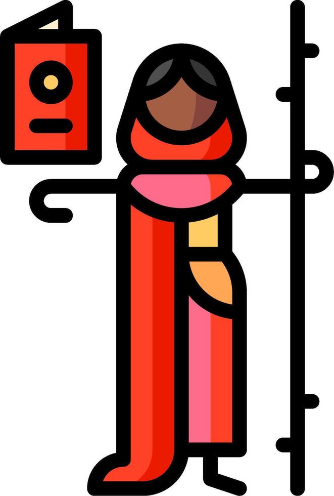 Indian woman holding a stick and a book vector
