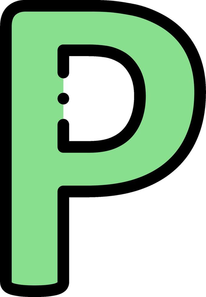 A green letter p with a black dot in the middle vector