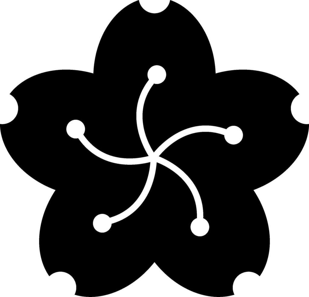 A black and white flower with four points vector