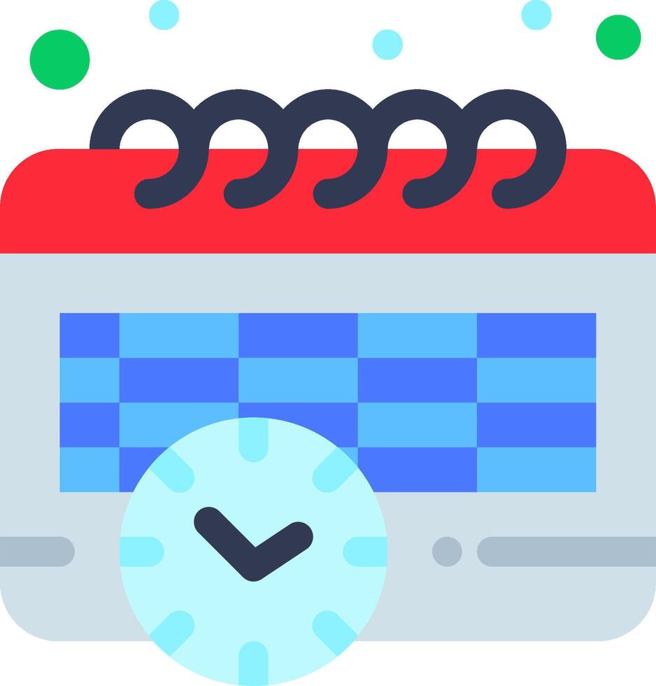 A calendar with a clock and a calendar icon vector
