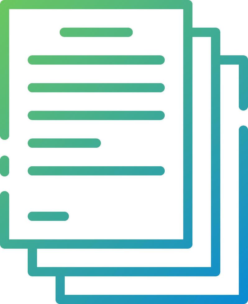 A stack of papers with a green and blue outline vector