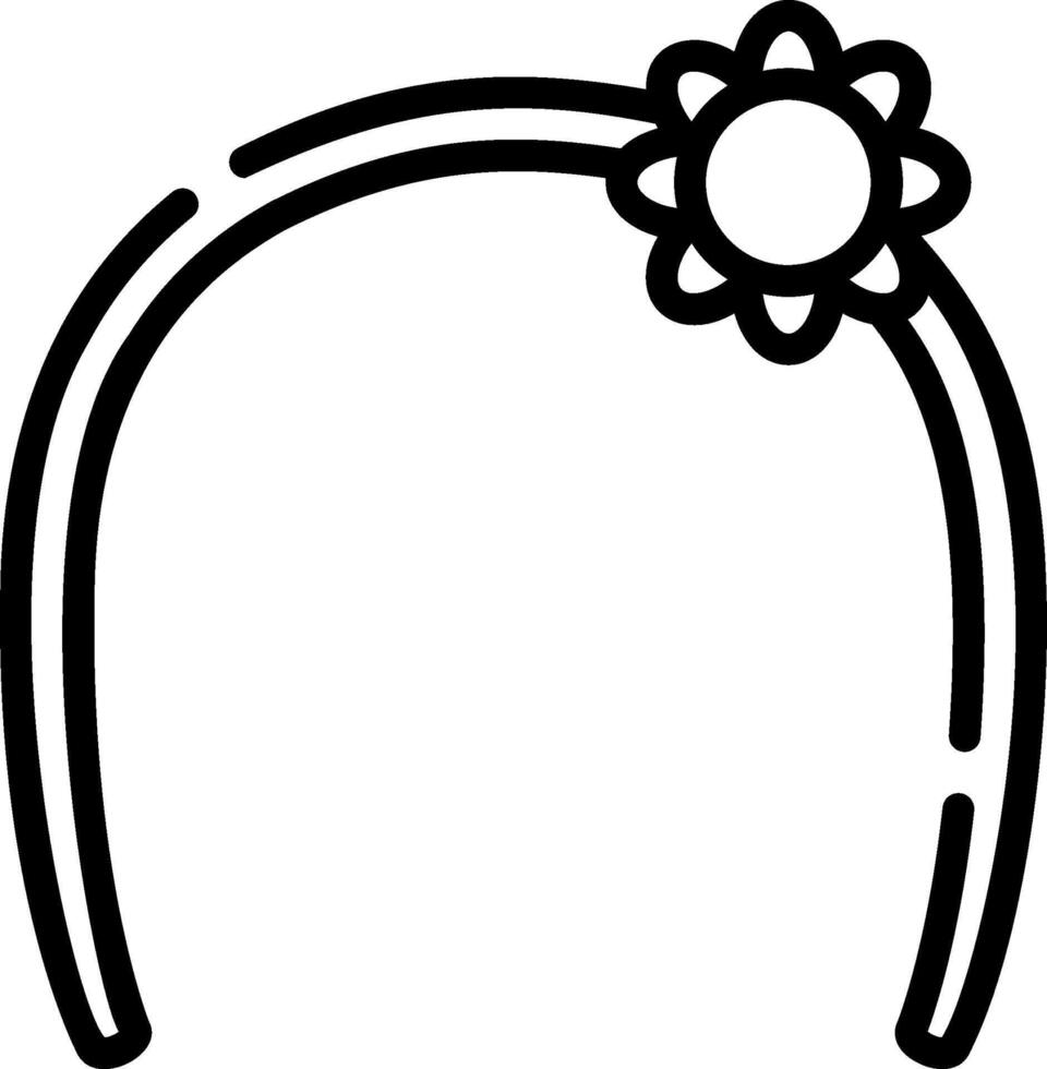 A black and white drawing of a flower headband vector