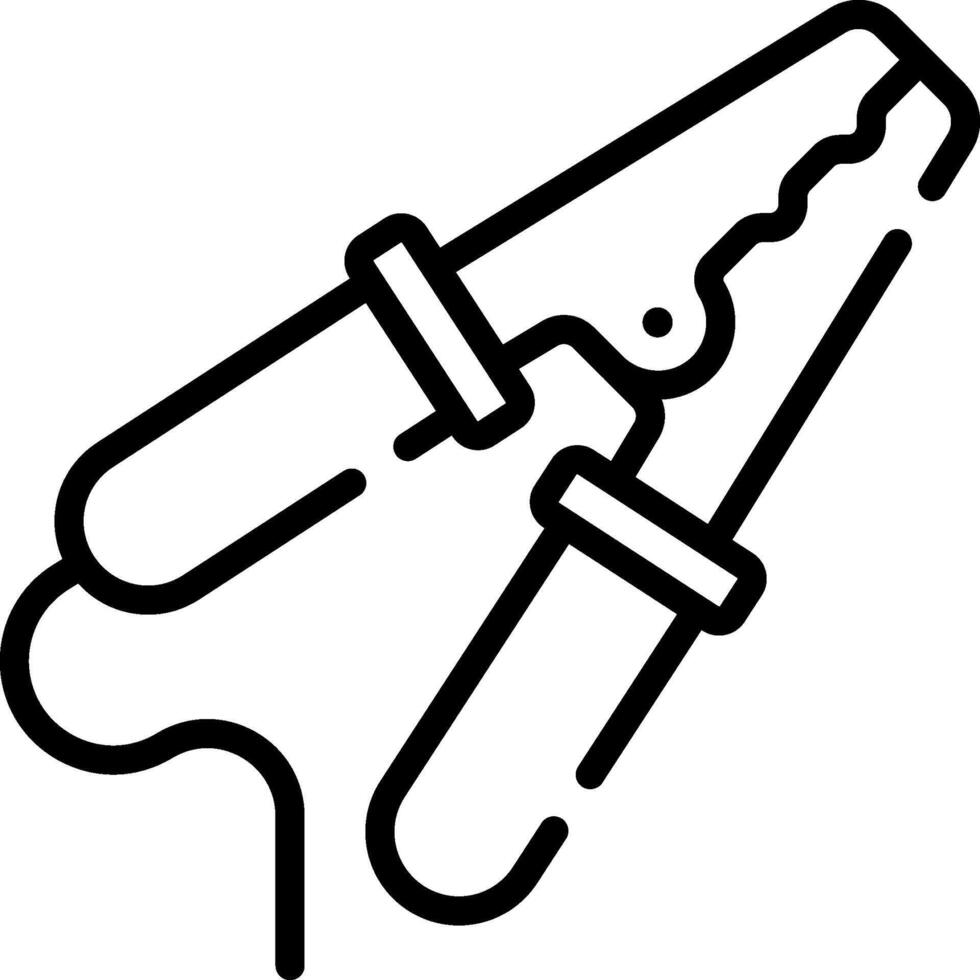 A black and white line drawing of a pair of scissors vector